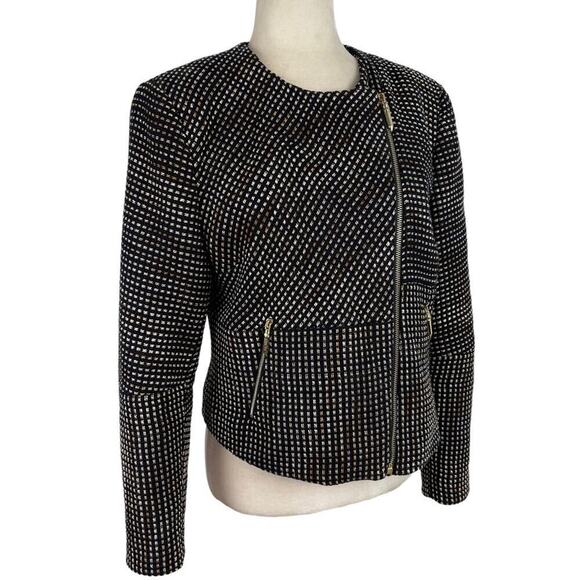 Ted Baker Colour by Numbers Julio Bouclé Black White Tweed  Jacket Corpcore SZ 4 - Picture 7 of 16